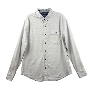 7Diamonds Mens Departure Lounge Grid Button Down Shirt Gray White XL